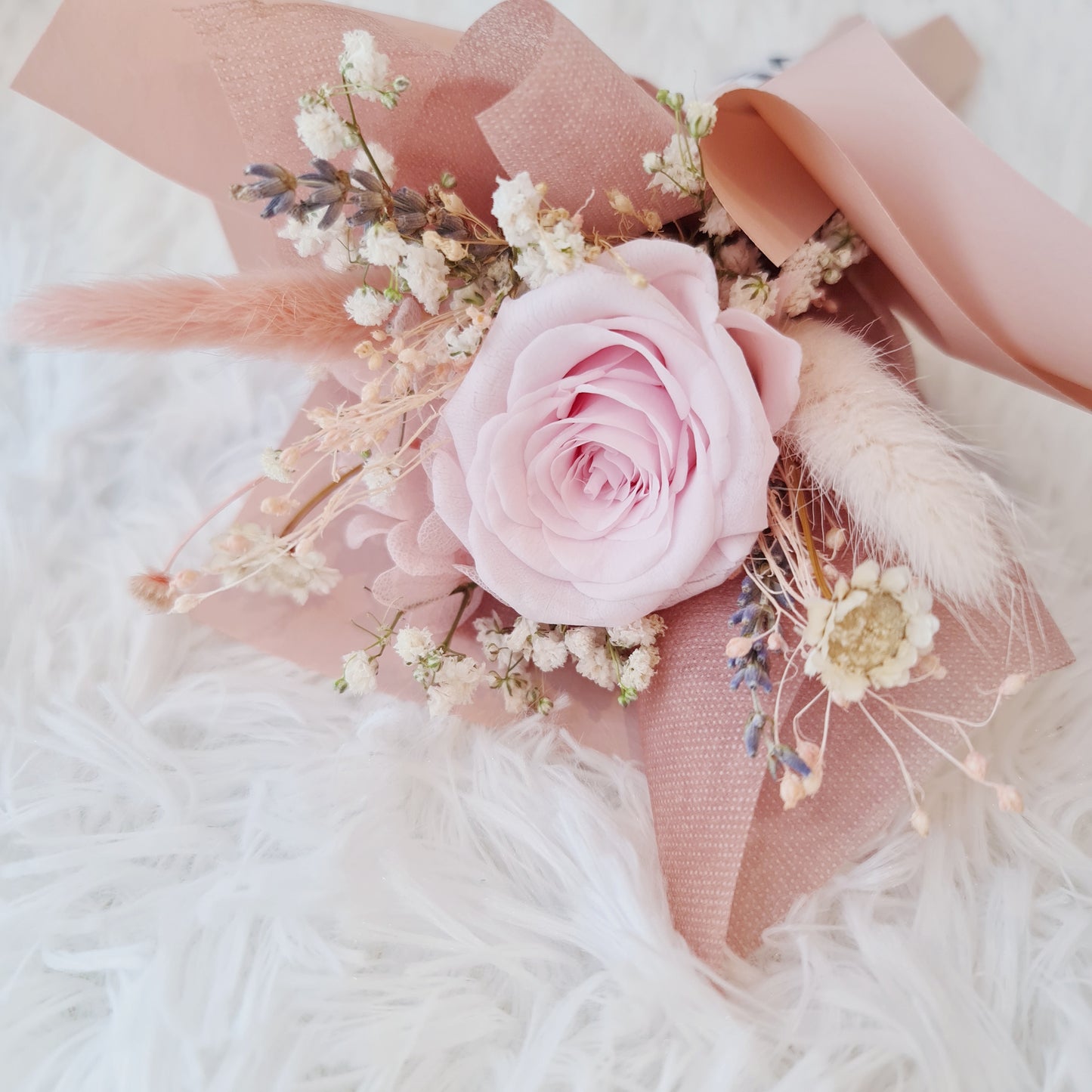 Preserved Single Rose Light Pink
