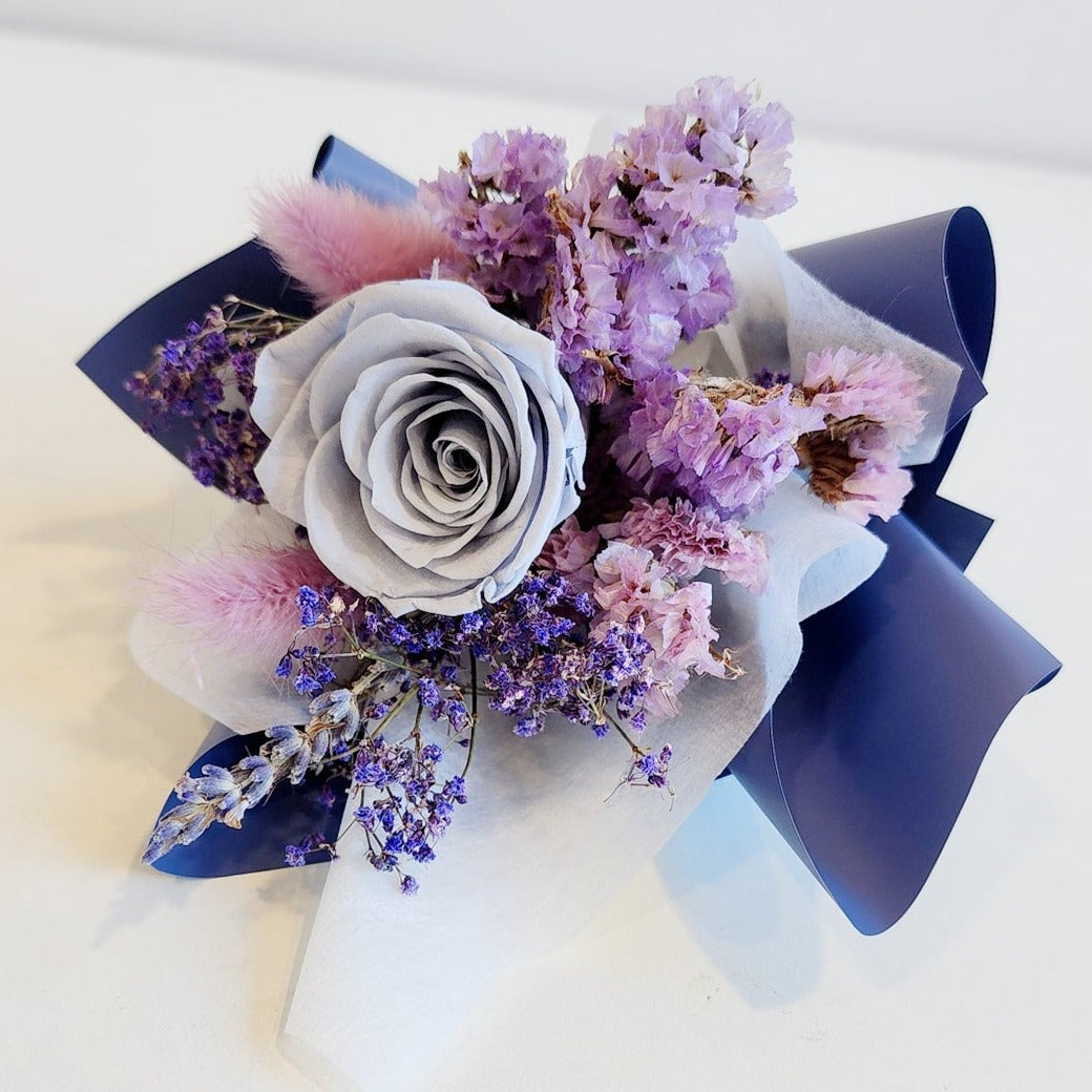 Preserved Single Rose Dusty Blue