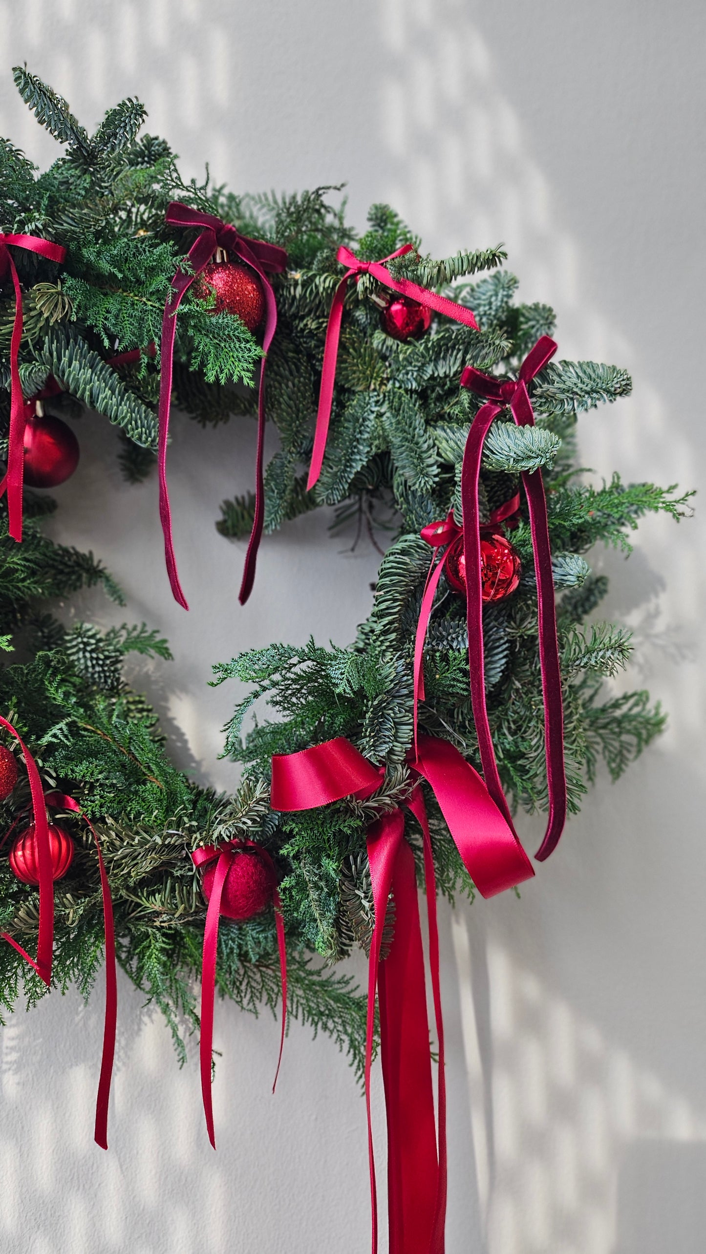 Fresh Pine Christmas Wreath Coquette and Ribbons Trend