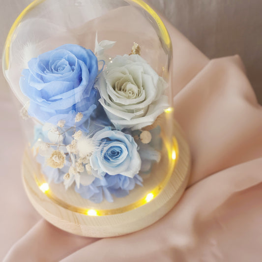 Eternal Affection - Belljar with LED Lights Preserved and Dried Flowers