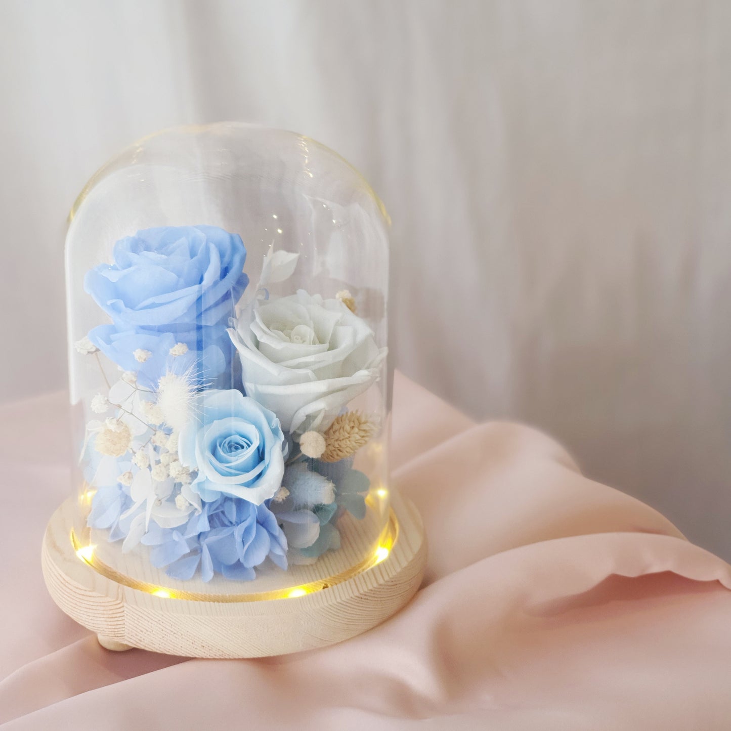 Eternal Affection - Belljar with LED Lights Preserved and Dried Flowers
