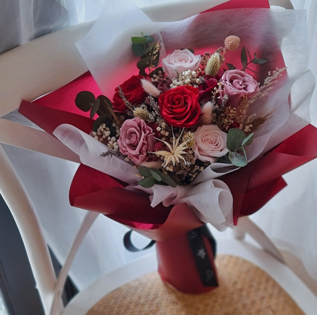 Ardent Adoration Preserved Roses Bouquet