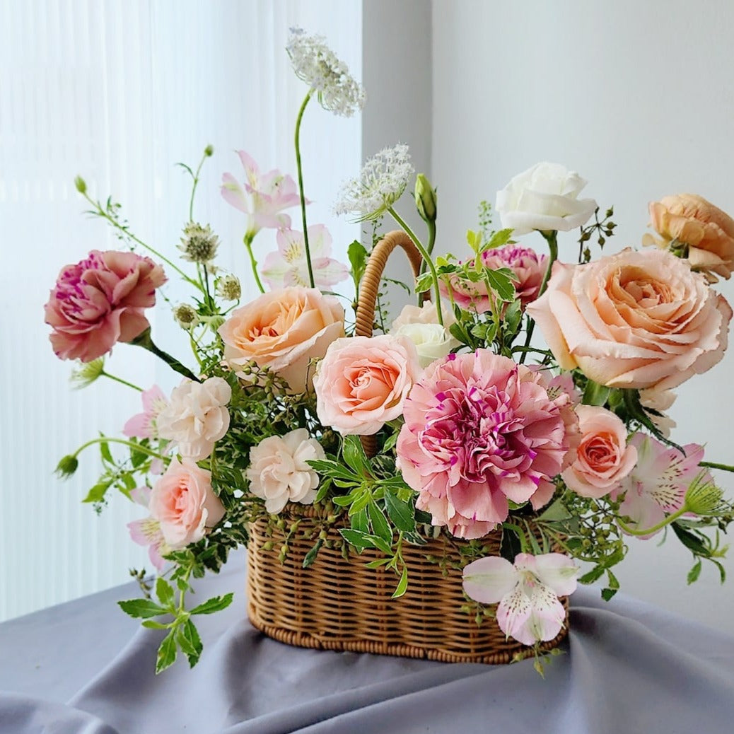 Seasons Garden Style Basket with carnations for Mother's Day