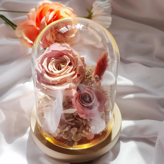 Preserved Flowers Lighted Dome Arrangement