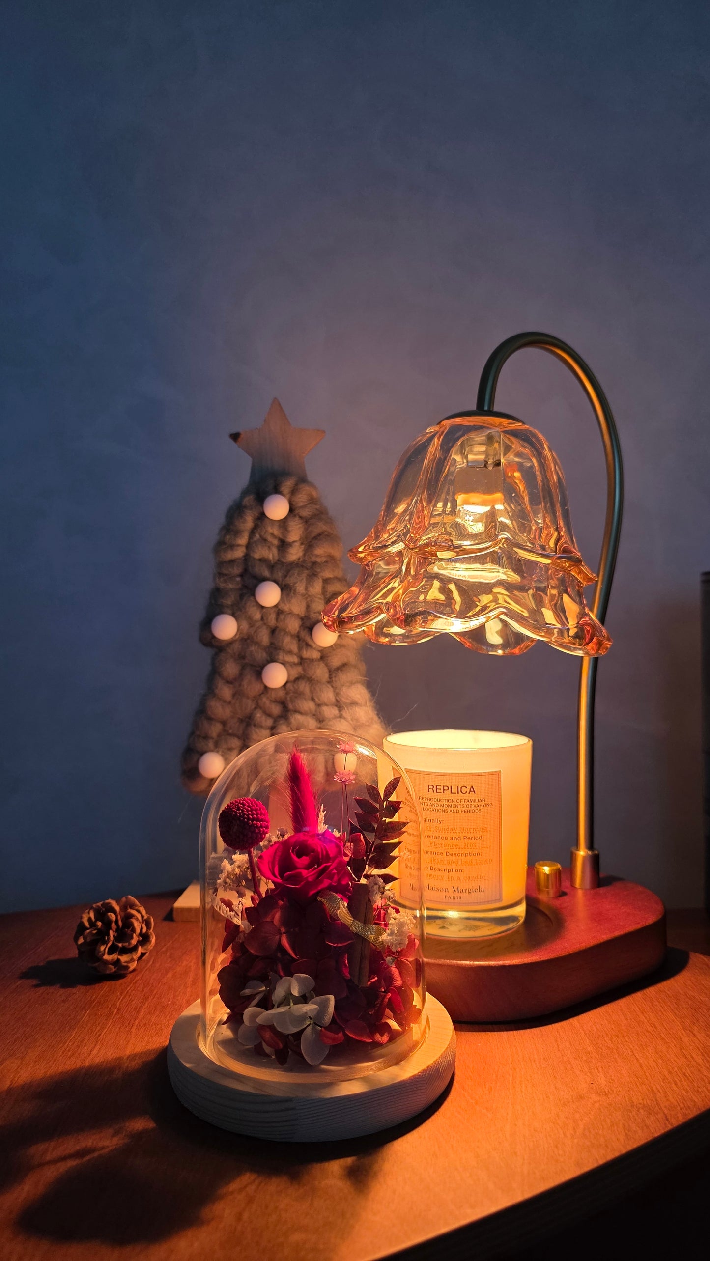 Petite Enchanted Crimson Preserved Flowers Dome