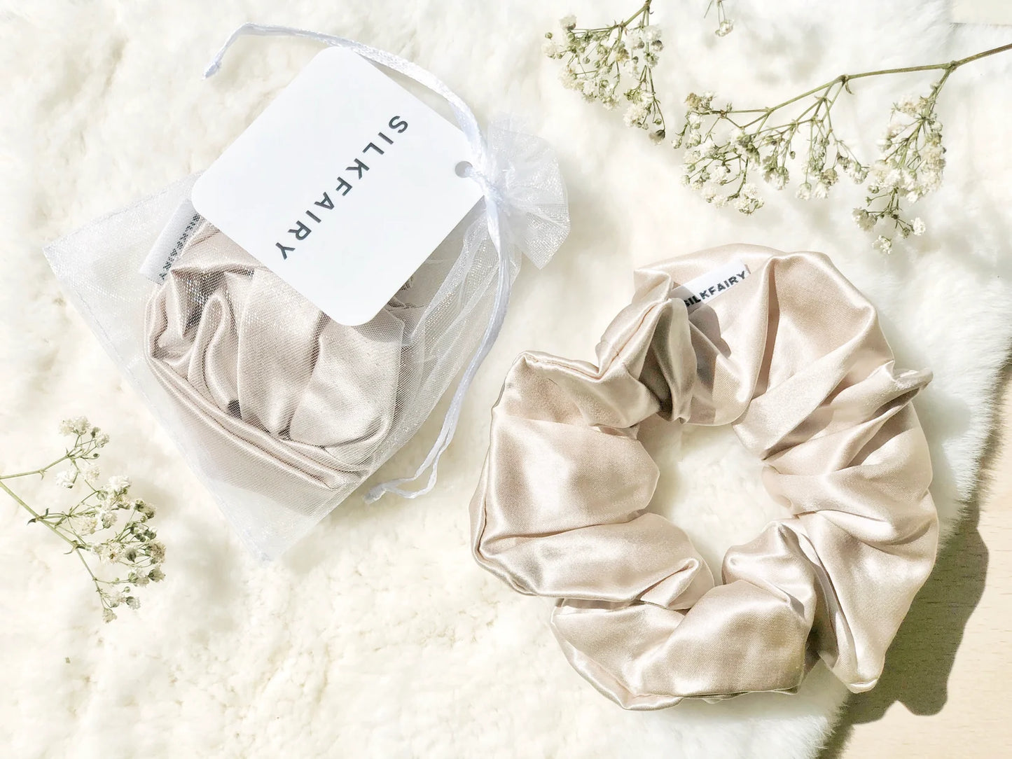 Silkfairy Silk Hair Scrunchie in Champagne