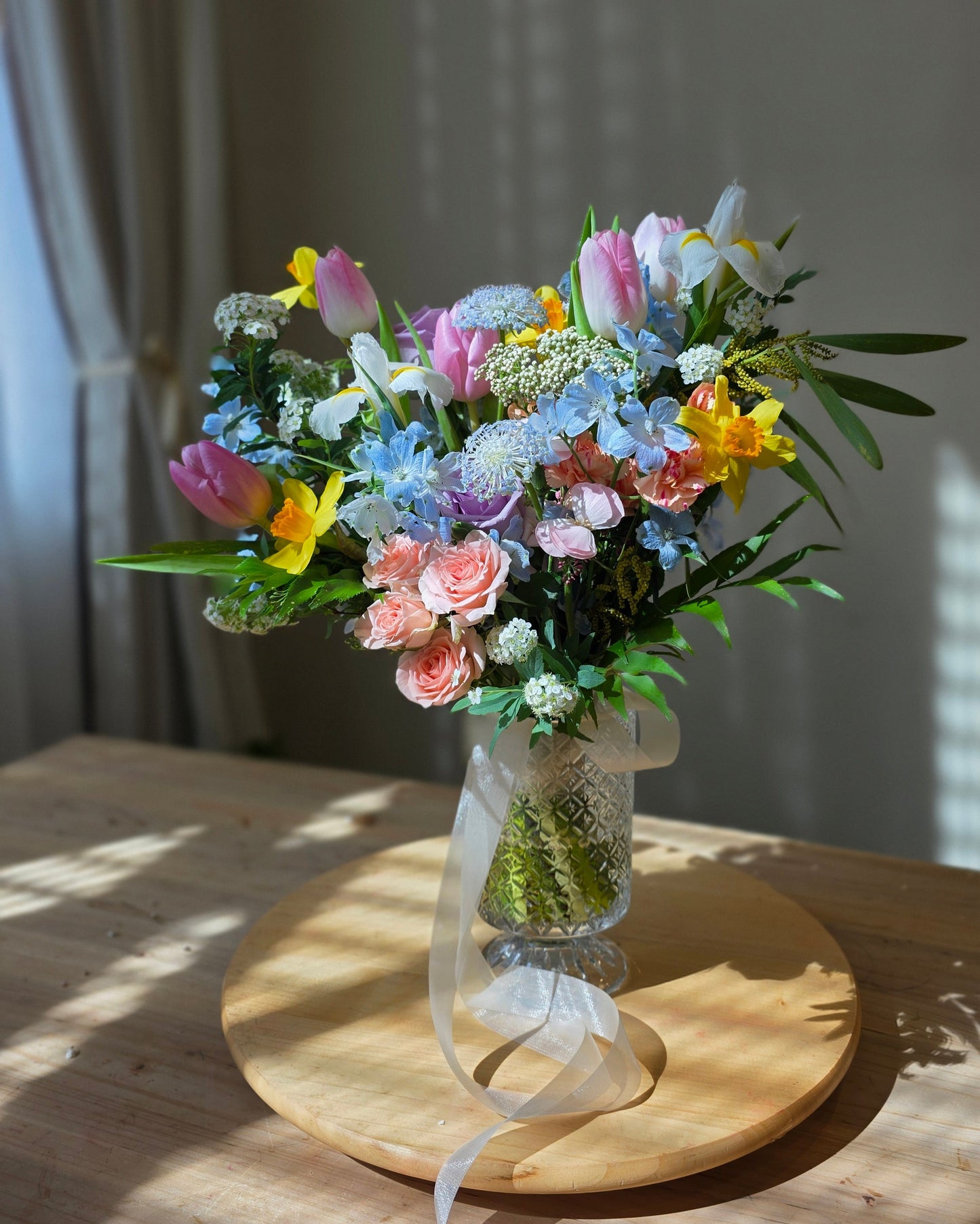 Mother's Day Spring Jar Arrangement Workshop with colourful spring blooms