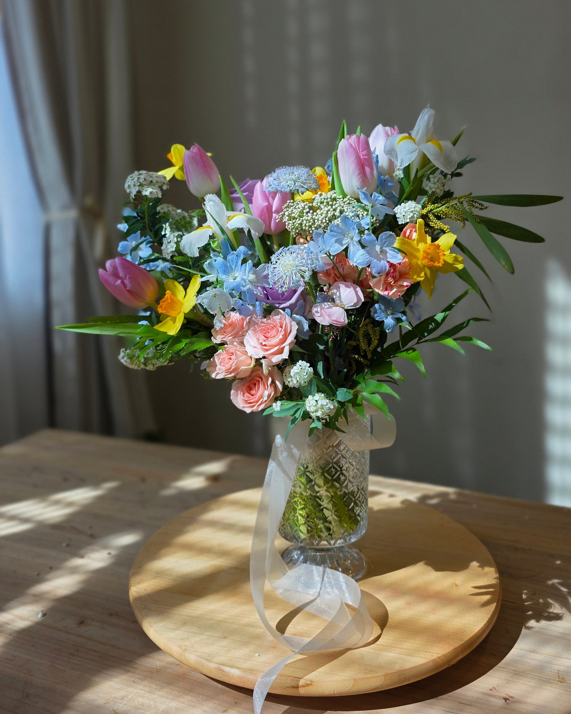 Mother's Day Spring Jar Arrangement Workshop with colourful spring blooms