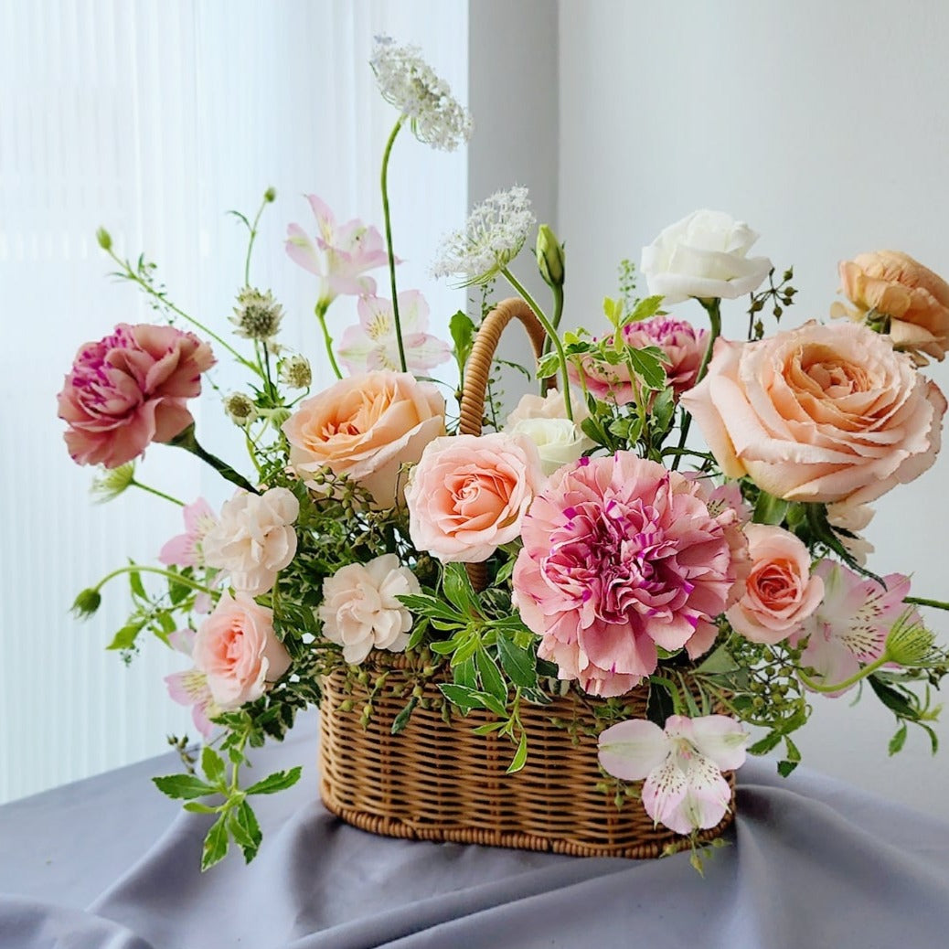 Seasons Garden Style Basket with carnations for Mother's Day