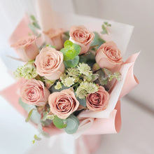 Load image into Gallery viewer, Kenya Cappucino Rose Bouquet with Pink Wrapping
